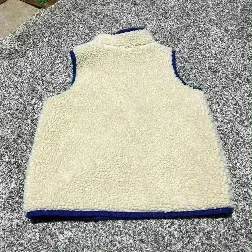 Duluth Trading Childs Sherpa Vest Unisex Sz 6 Off White/cream And Blue